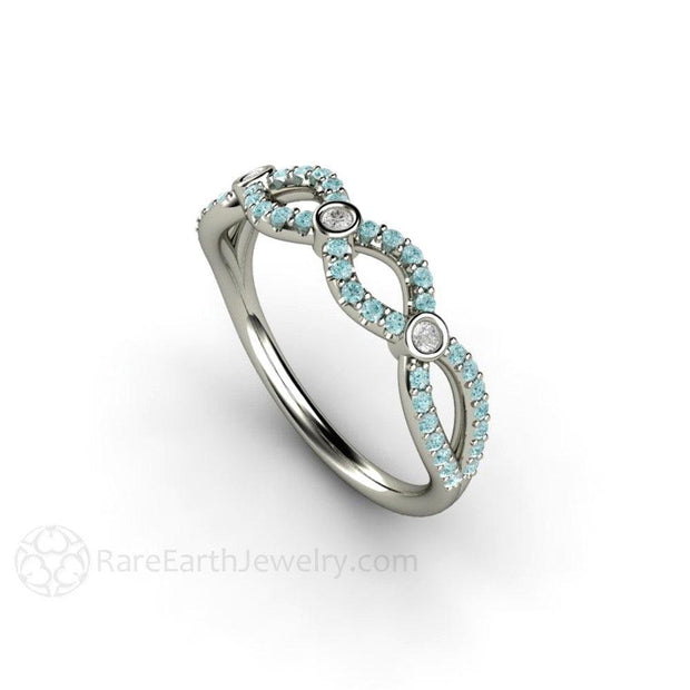 Buy Aquamarine Pear Shaped Engagement Ring White Gold Infinity Split Shank  Band Unique Halo Diamond Ring Birthstone Women Bridal Anniversary Online in  India - Etsy